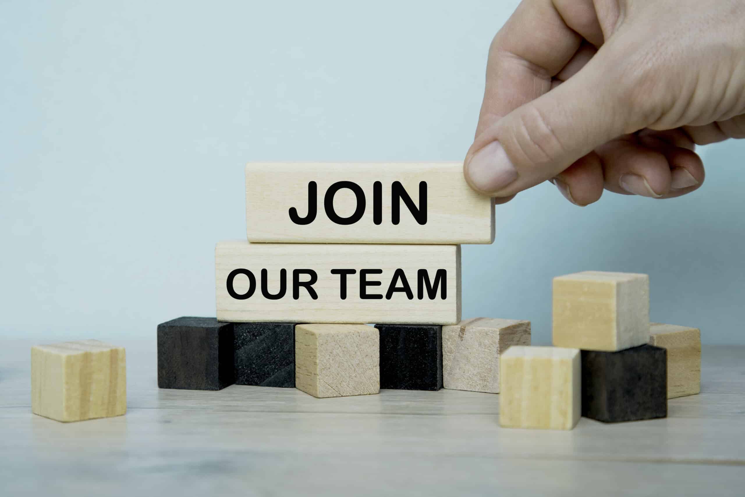 Text,Join,Our,Team,Writing,In,Cubes.,Cube,In,Hand